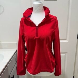 ✨ Lands’ End Red Fleece Quarter-Zip Pullover ✨